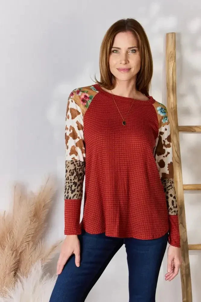 Hailey & Co Full Size Leopard Waffle - Knit Blouse - Update AvenueTrendsi100101440305392100101440305392da09a6b0 - 8d85 - 47cf - 8053 - ec45b0dbb337 - MaxRUST