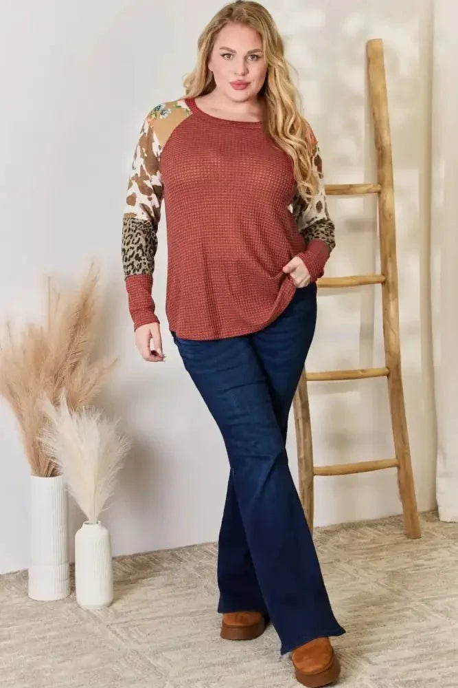 Hailey & Co Full Size Leopard Waffle - Knit Blouse - Update AvenueTrendsi100101440305392100101440305392843ac874 - 8f70 - 4f9c - b815 - eea2a6625648 - MaxRUST