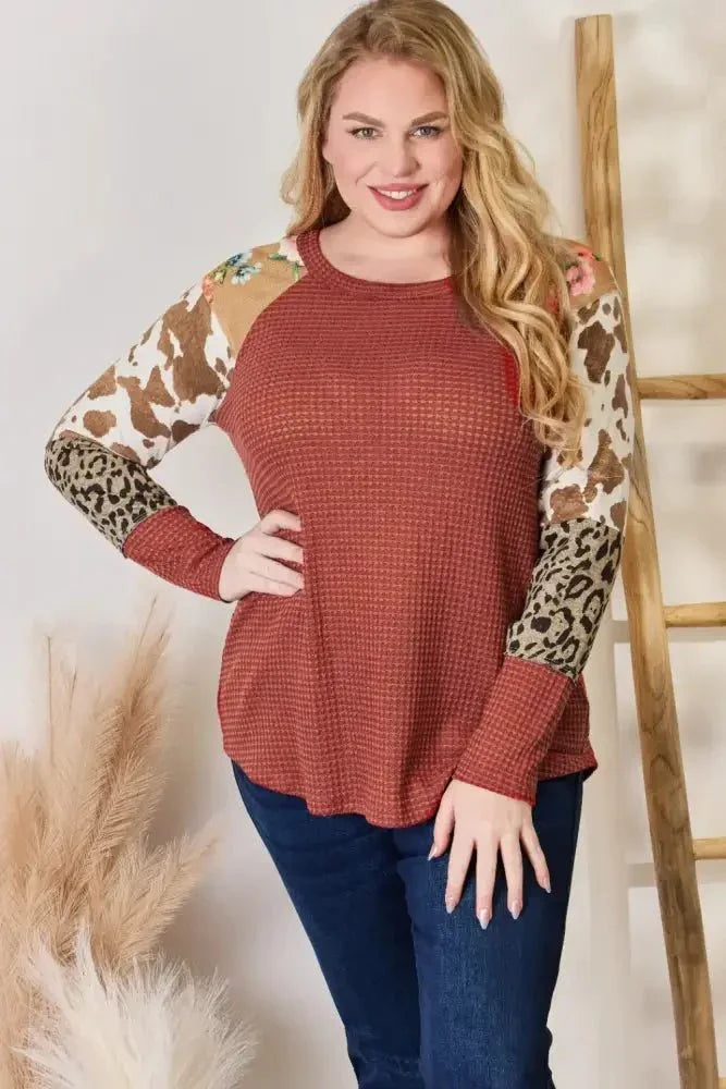 Hailey & Co Full Size Leopard Waffle - Knit Blouse - Update AvenueTrendsi10010144030539210010144030539235db5c06 - 0e21 - 4913 - 917a - 4943433043af - MaxRUST