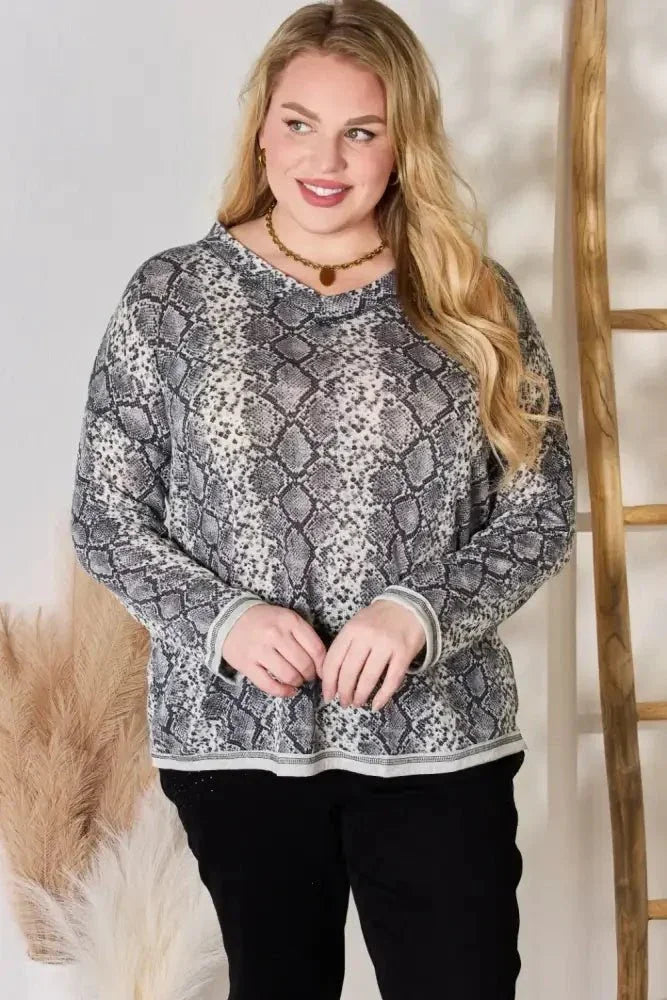 Hailey & Co Full Size Snakeskin V - Neck Long Sleeve Top - Update AvenueTrendsi100101955809384100101955809384ce0e7ef5 - 3803 - 4993 - abfd - ccacd797339a - MaxGREY