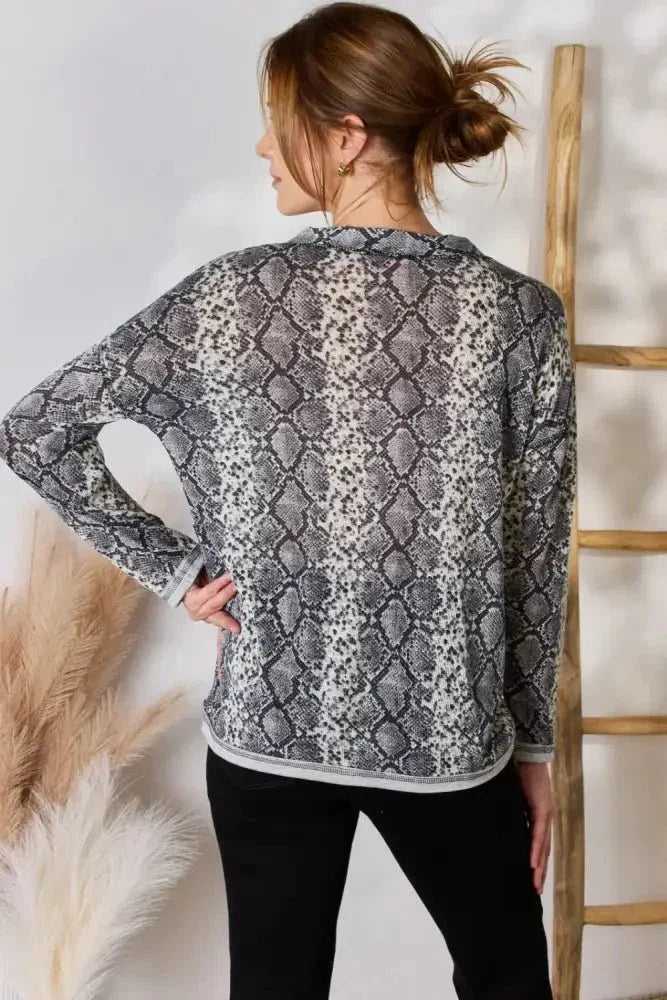 Hailey & Co Full Size Snakeskin V - Neck Long Sleeve Top - Update AvenueTrendsi1001019558093841001019558093849a5ef07f - 3dc5 - 45e4 - 9064 - 2fdcd279454a - MaxGREY