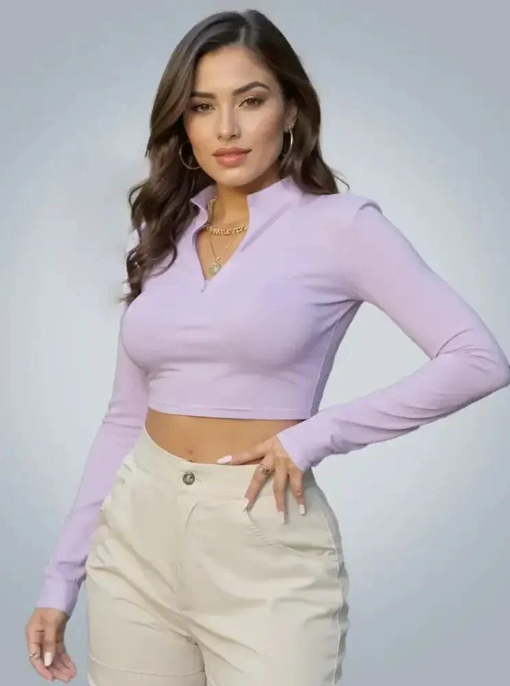 Half Zip Long Sleeve Crop T-Shirt - Update AvenueT-ShirtsTrendsi10010065007169310010065007169312aa6e2c - e211 - 4db8 - 872f - b2f7324d7270 - Max - OriginLilac