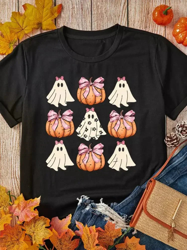 Halloween Bowknot Ghost Pumpkin Graphic T Shirt - Update AvenueHalloweenTrendsi10010000530324010010000530324083fb5c5d71da4e26a4e5f154d37cab70 - Max - OriginBlack