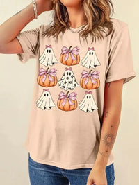 Halloween Bowknot Ghost Pumpkin Graphic T Shirt - Update AvenueHalloweenTrendsi1001000053066181001000053066180264e651b642441eb2a79129df2b6741 - Max - OriginTan