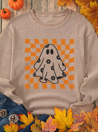 Halloween Checkerboard Floral Ghost Graphic Corded Sweatshirt - Update AvenueHalloweenTrendsi10010081774530510010081774530583c509ed53eb4efd91fe035180df547b - Max - OriginKhaki