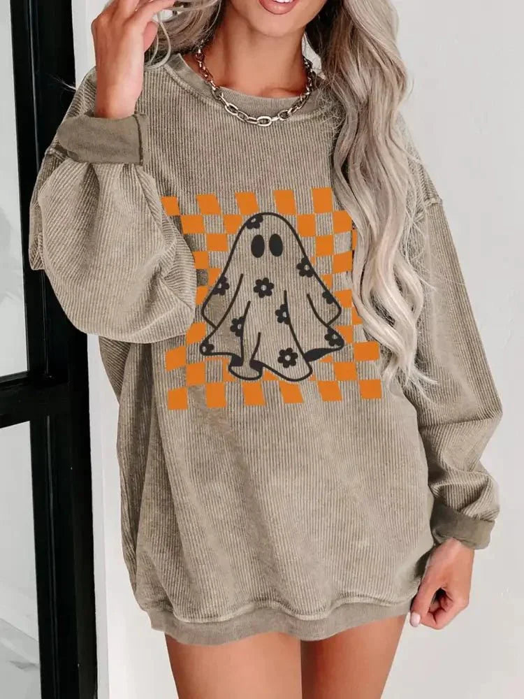 Halloween Checkerboard Floral Ghost Graphic Corded Sweatshirt - Update AvenueHalloweenTrendsi100100817745305100100817745305a9085b97 - 5ef9 - 4613 - aaf9 - 64b649826745 - Max - OriginKhaki