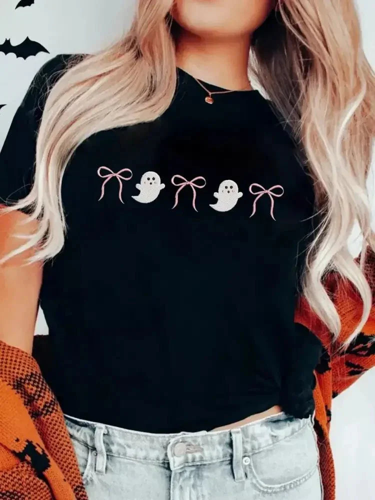 Halloween Ghost Bow Graphic Short Sleeve T-Shirt - Update AvenueHalloweenTrendsi100100224053920100100224053920bc65533671704eb991682710eb73e099 - Max - OriginBlack