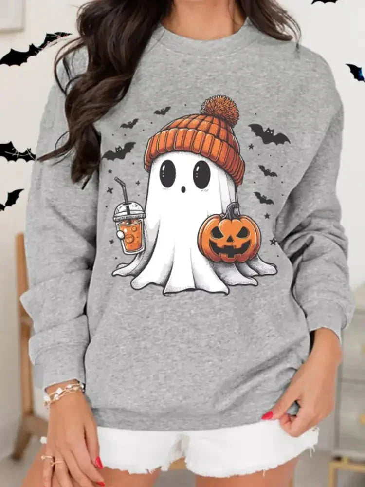 Halloween Ghost Round Neck Sweatshirt - Update AvenueHalloweenTrendsi10010094857114710010094857114729f8b2dcdd0b4ed98ee433c1a54218b5 - Max - OriginGray