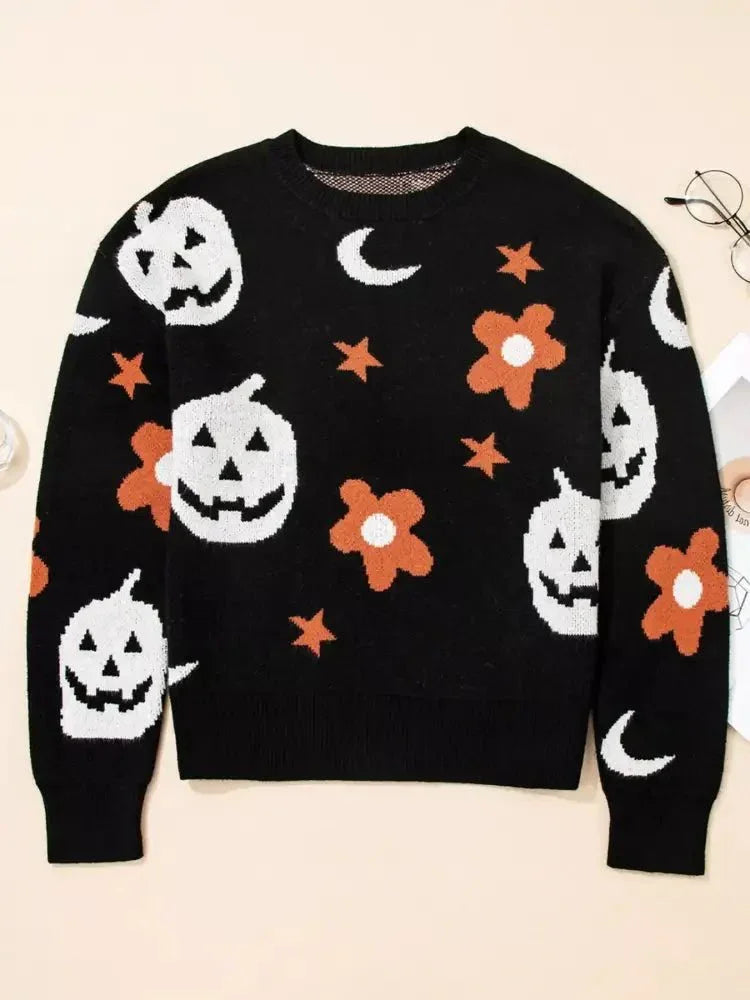 Halloween Gothic Pattern Long Sleeve Sweater - Update AvenueHalloweenTrendsi100100285406243100100285406243265ed0a33624454f91bdd01543e9a3d5 - Max - OriginBlack