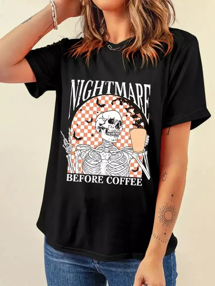 Halloween Skull Checkerboard Graphic Round Neck Tee - Update AvenueHalloweenTrendsi100100725199862100100725199862f0f228da8cde4110b30f96c7954c0b65 - Max - OriginBlack