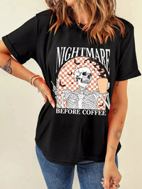 Halloween Skull Checkerboard Graphic Round Neck Tee - Update AvenueHalloweenTrendsi10010072519986210010072519986230d32c166f344d71b34f55cd4cf96266 - Max - OriginBlack