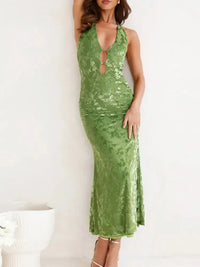 Halter Neck Cutout Midi Dress - Update AvenueFormal + Evening DressesTrendsi100100251360849100100251360849Halter Neck Cutout Midi DressMatcha Green