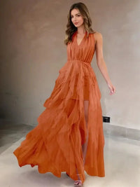 Halter Neck Irregular Mesh Dress - Update AvenueCocktail DressesTrendsi100100056770476100100056770476Halter Neck Irregular Mesh DressPumpkin