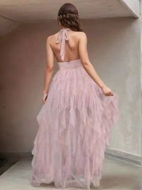 Halter Neck Irregular Mesh Dress - Update AvenueCocktail DressesTrendsi100100056773161100100056773161Halter Neck Irregular Mesh DressBlush Pink