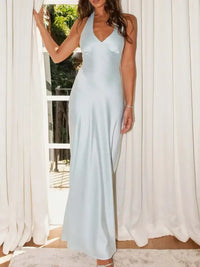 Halter Neck Wrap Maxi Dress with Tie Detail
