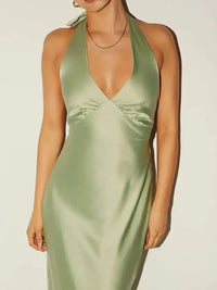 Halter Neck Wrap Maxi Dress with Tie Detail