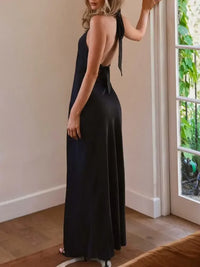 Halter Neck Wrap Maxi Dress with Tie Detail