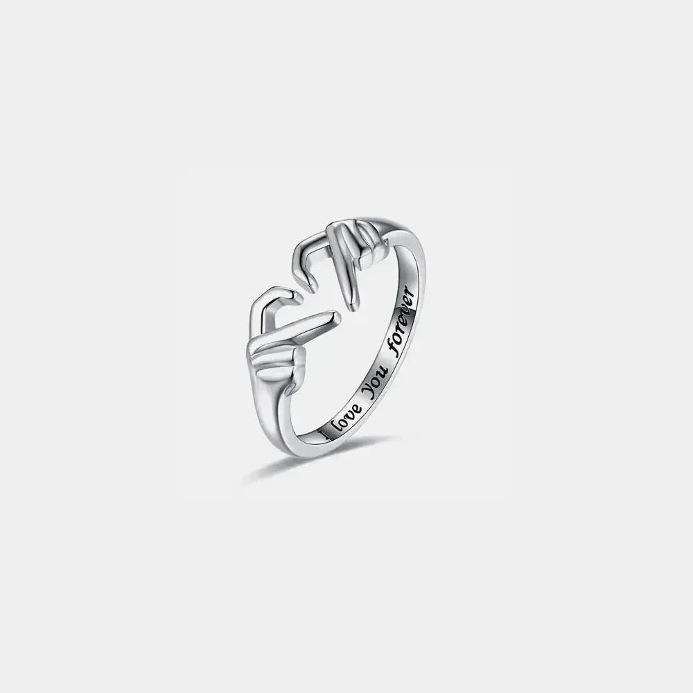 Hand Heart Shape 925 Sterling Silver Open Ring - Update AvenueRingTrendsi100500168481744100500168481744Hand Heart Shape 925 Sterling Silver Open RingSilver