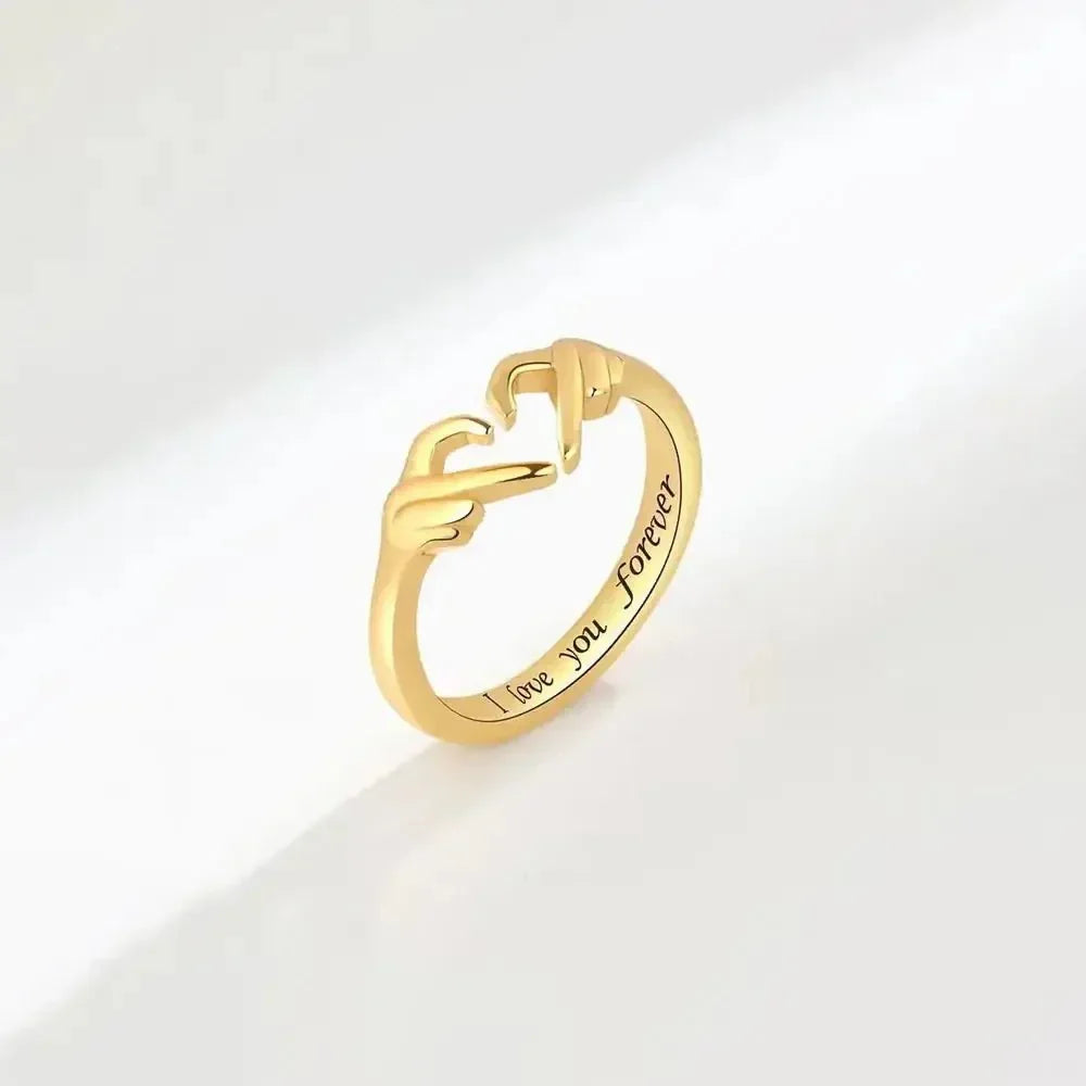Hand Heart Shape 925 Sterling Silver Open Ring - Update AvenueRingTrendsi100500168482002100500168482002Hand Heart Shape 925 Sterling Silver Open RingGold