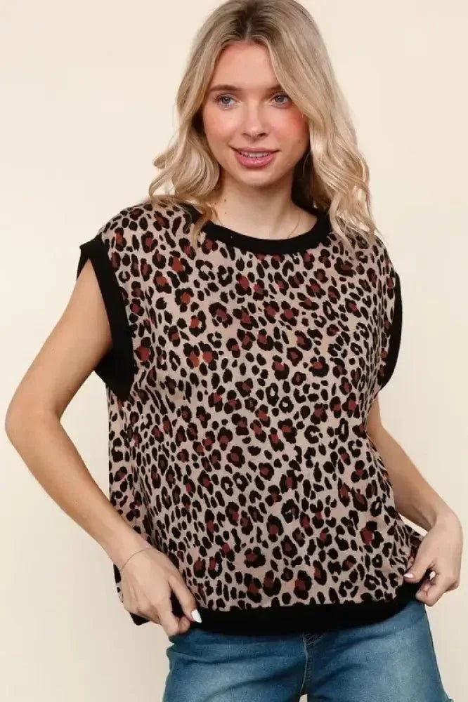 Haptics Leopard Print Dolman Cap Sleeve Knit Top - Update AvenueT-ShirtsTrendsi100100321271388100100321271388ad5f55c295e6408cbb15ae1cfcb6c8f5 - Max - OriginTaupe/Black