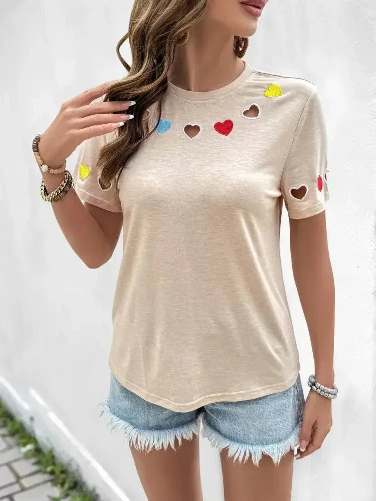 Heart Round Neck Short Sleeve T-Shirt - Update AvenueT-ShirtsTrendsi100100113711381100100113711381f9a0e159 - 1a47 - 4c5e - 881f - 34968f14a2a1 - Max - OriginTan
