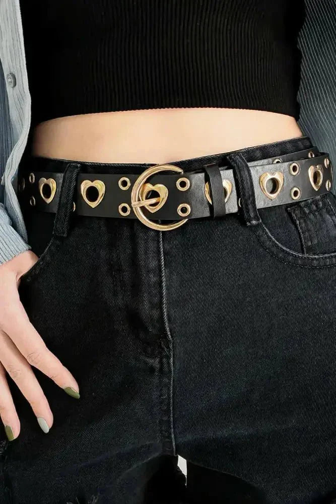 Heart Shape Alloy Detail PU Leather Belt - Update AvenueTrendsi101300709874674101300709874674Heart Shape Alloy Detail PU Leather BeltBlack