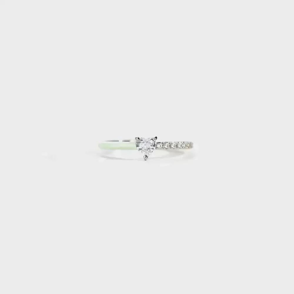 Heart Shape Inlaid Zircon Enamel Ring
