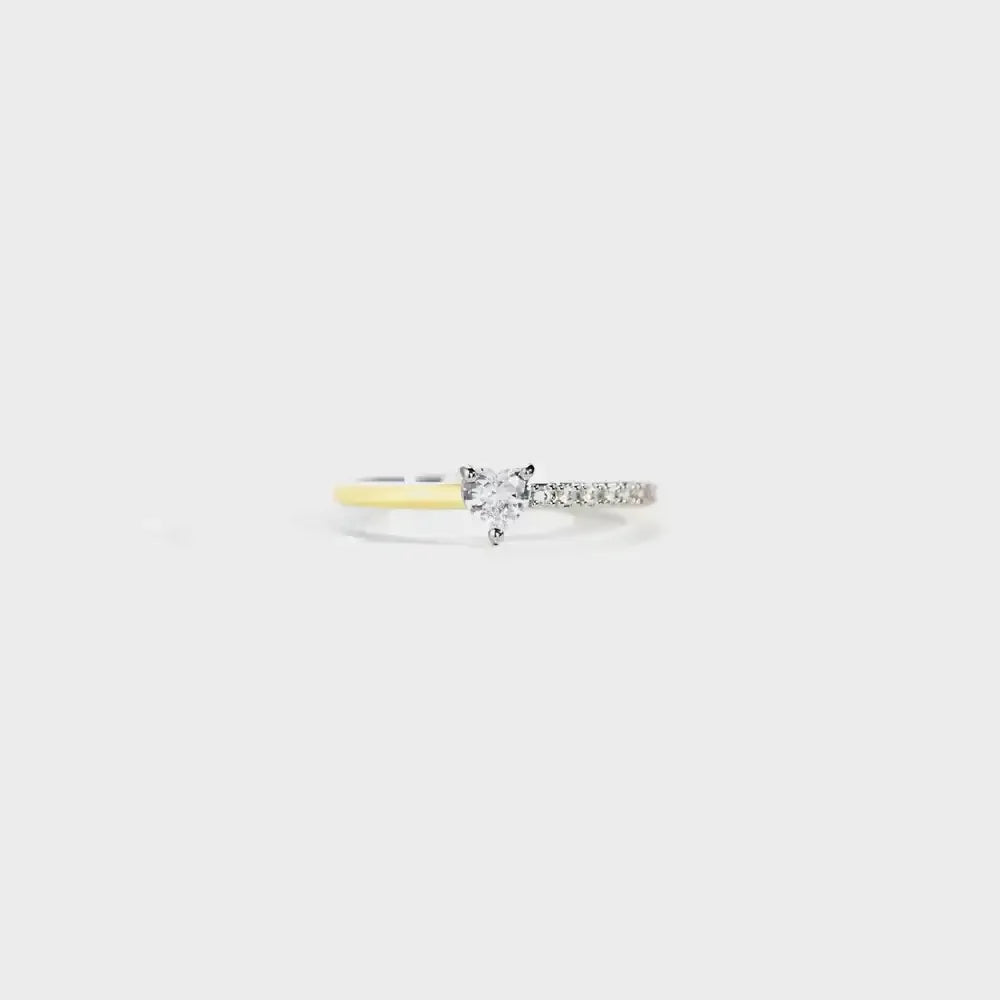 Heart Shape Inlaid Zircon Enamel Ring