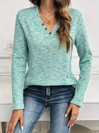 Heathered V - Neck Long Sleeve T-Shirt - Update AvenueT-ShirtsTrendsi1001007700800731001007700800730a86bc8759264bd8b4354387f9d4563a - Max - OriginGreen