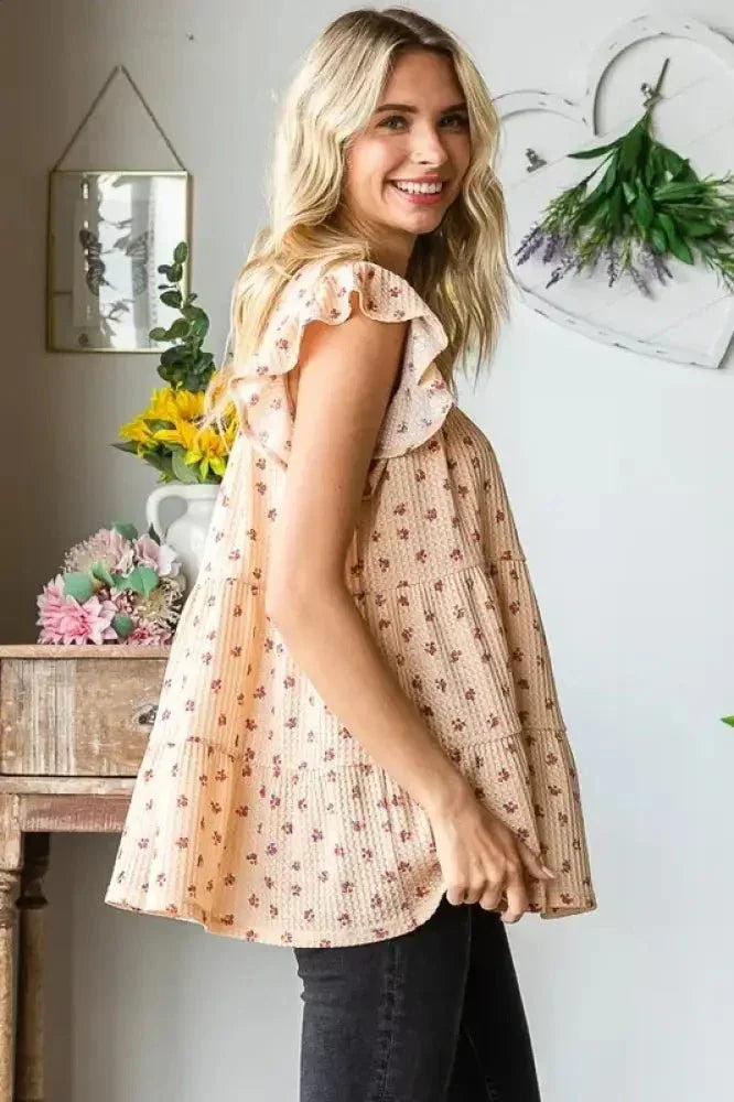 Heimish Full Size Butterfly Short Sleeve Round Neck Ditsy Floral Print Tiered Top Plus Size - Update AvenueVacation StyleTrendsi10010097434166110010097434166113c9a905 - 6295 - 4c27 - b220 - 73953536111d - MaxTaupe