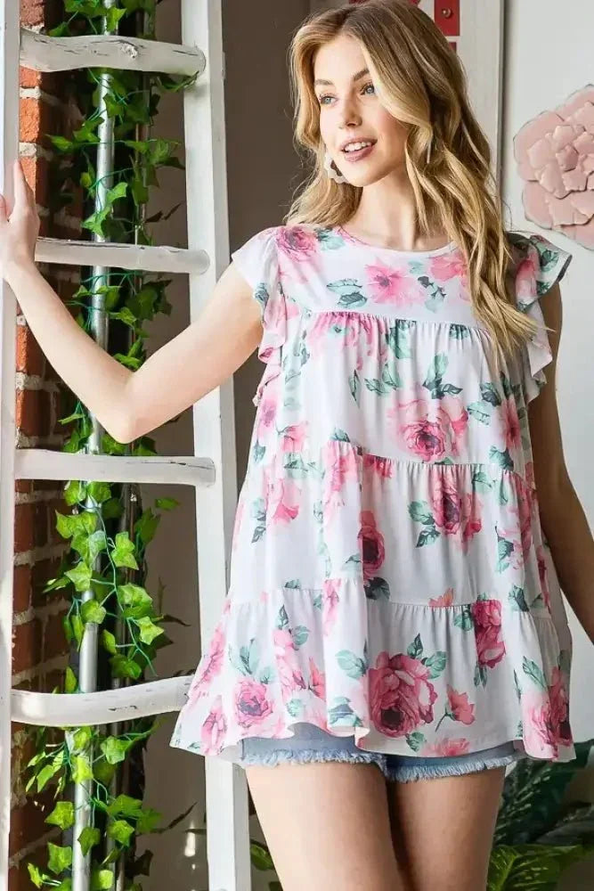 Heimish Full Size Butterfly Short Sleeve Round Neck Floral Print Tiered Top Plus Size - Update AvenueVacation StyleTrendsi100100815591077100100815591077bfd89654 - 1cb6 - 4f5f - bd04 - 16d768caa612 - MaxCream