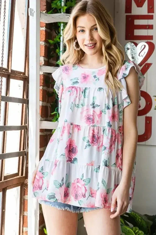 Heimish Full Size Butterfly Short Sleeve Round Neck Floral Print Tiered Top Plus Size - Update AvenueVacation StyleTrendsi1001008155910771001008155910773322b442 - 7de8 - 4b6a - 8b07 - 7652082e4646 - MaxCream