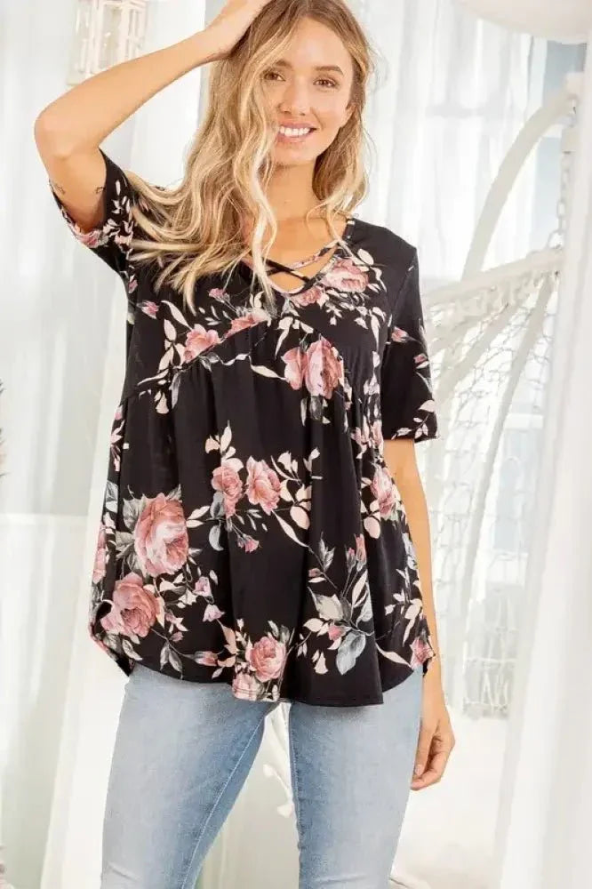 Heimish Full Size Crisscross Neck Floral Babydoll Top Plus Size - Update AvenueVacation StyleTrendsi100100938951090100100938951090add1f1d7 - a299 - 48c8 - 90f8 - 47923912e741 - MaxBlack