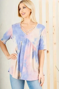 Heimish Full Size Crisscross Tie Dye Babydoll Top Plus Size - Update AvenueVacation StyleTrendsi1001006151518511001006151518516647f54f - 7f88 - 4c23 - b6bc - 53cf50594b2b - MaxBlue/Pink