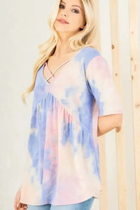 Heimish Full Size Crisscross Tie Dye Babydoll Top Plus Size - Update AvenueVacation StyleTrendsi100100615151851100100615151851f3eae7b9 - 00d1 - 4ff1 - 805c - 751a3fc7b9b4 - MaxBlue/Pink