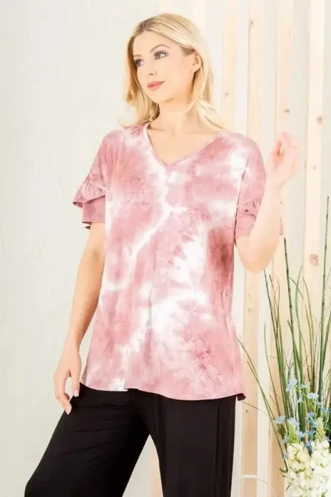 Heimish Full Size Ruffled Sleeve Tie Dye Top Plus Size - Update AvenueVacation StyleTrendsi100100724121218100100724121218504c4734 - 5811 - 481c - 84ab - 8618ff12b157 - MaxMauve/Ivory