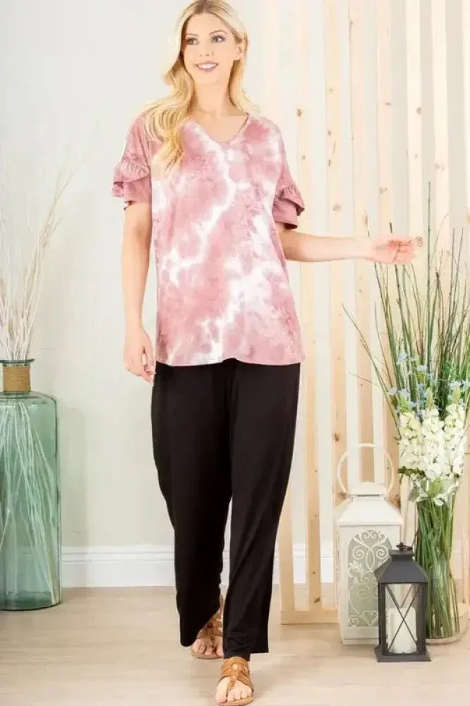 Heimish Full Size Ruffled Sleeve Tie Dye Top Plus Size - Update AvenueVacation StyleTrendsi1001007241212181001007241212188b1eb258 - 2cb7 - 4c25 - 9136 - 9baa84006fcc - MaxMauve/Ivory