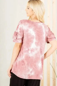 Heimish Full Size Ruffled Sleeve Tie Dye Top Plus Size - Update AvenueVacation StyleTrendsi1001007241212181001007241212184d128363 - 501e - 4753 - 9e66 - d21cfdea6bb7 - MaxMauve/Ivory