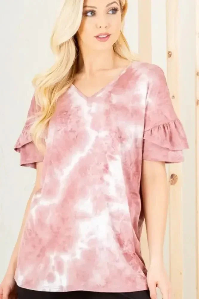 Heimish Full Size Ruffled Sleeve Tie Dye Top Plus Size - Update AvenueVacation StyleTrendsi100100724121218100100724121218bbbc5cee - dbd7 - 4bc4 - aaa4 - e748604d97e6 - MaxMauve/Ivory