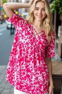 Heimish Full Size Short Sleeve Crisscross Animal Babydoll Top Plus Size - Update AvenueVacation StyleTrendsi10010094456110010010094456110086baa373 - 8a4a - 4d48 - b6ac - b2d0185a58c5 - MaxHot Pink