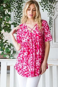 Heimish Full Size Short Sleeve Crisscross Animal Babydoll Top Plus Size - Update AvenueVacation StyleTrendsi1001009445611001001009445611000b75412d - 60ed - 41bb - 98c9 - ea8e4a148cca - MaxHot Pink