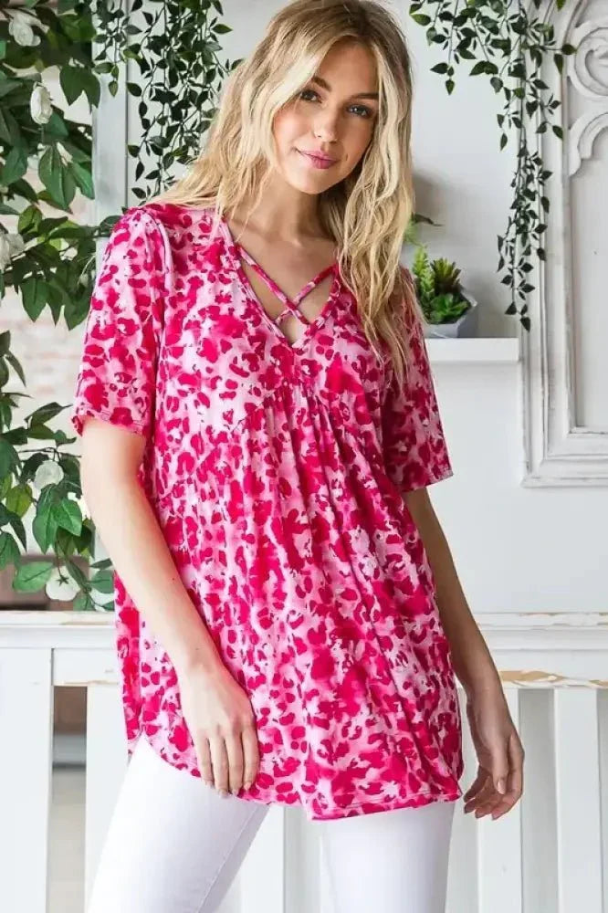 Heimish Full Size Short Sleeve Crisscross Animal Babydoll Top Plus Size - Update AvenueVacation StyleTrendsi100100944561100100100944561100b30879ef - 3f76 - 4c38 - 8bff - 659df6f8f2af - MaxHot Pink