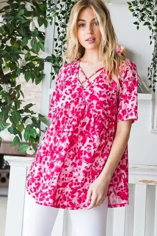 Heimish Full Size Short Sleeve Crisscross Animal Babydoll Top Plus Size - Update AvenueVacation StyleTrendsi1001009445611001001009445611008d939a3f - 3032 - 4ec1 - 96c0 - 4b2877255878 - MaxHot Pink