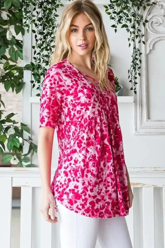 Heimish Full Size Short Sleeve Crisscross Animal Babydoll Top Plus Size - Update AvenueVacation StyleTrendsi100100944561100100100944561100e28c9d28 - bee6 - 4291 - a8d2 - d75376234a39 - MaxHot Pink