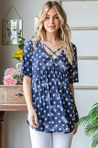 Heimish Full Size Short Sleeve Crisscross Star Babydoll Top - Update AvenueHonor the Stars and StripesTrendsi1001000335211661001000335211663eb1a1d2 - 5e3b - 4ef5 - bb28 - 544aff9869da - MaxNavy Star