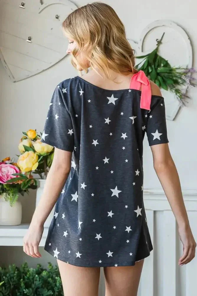 Heimish Full Size Star Print Asymmetrical Neck Short Sleeve Top - Update AvenueHonor the Stars and StripesTrendsi100100033161083100100033161083299a04fd - 95b3 - 48fd - 858d - 08aa5d00a3f0 - MaxCHARCOAL