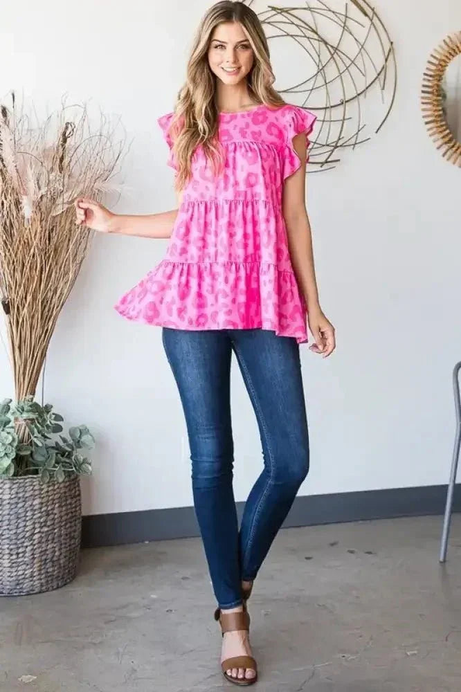 Heimish Full Size Tiered Leopard Round Neck Blouse with Ruffled Detail Plus Size - Update AvenueVacation StyleTrendsi1001005312713421001005312713422fe782e9 - c78e - 49a9 - 920a - 15815d63ebdb - MaxFuchsia/Animal