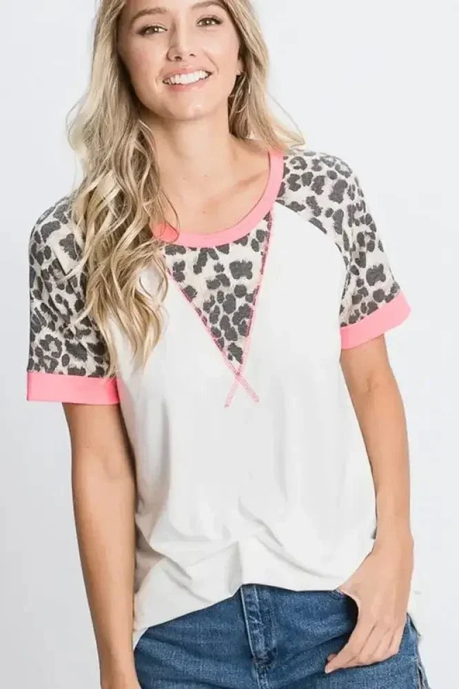 HeimishFull Size Leopard Round Neck Short Sleeve T-Shirt with Stitch Plus Size - Update AvenueVacation StyleTrendsi100100962031345100100962031345442eae88 - 88f4 - 4364 - bf21 - e2d947f0f7a9 - MaxIvory