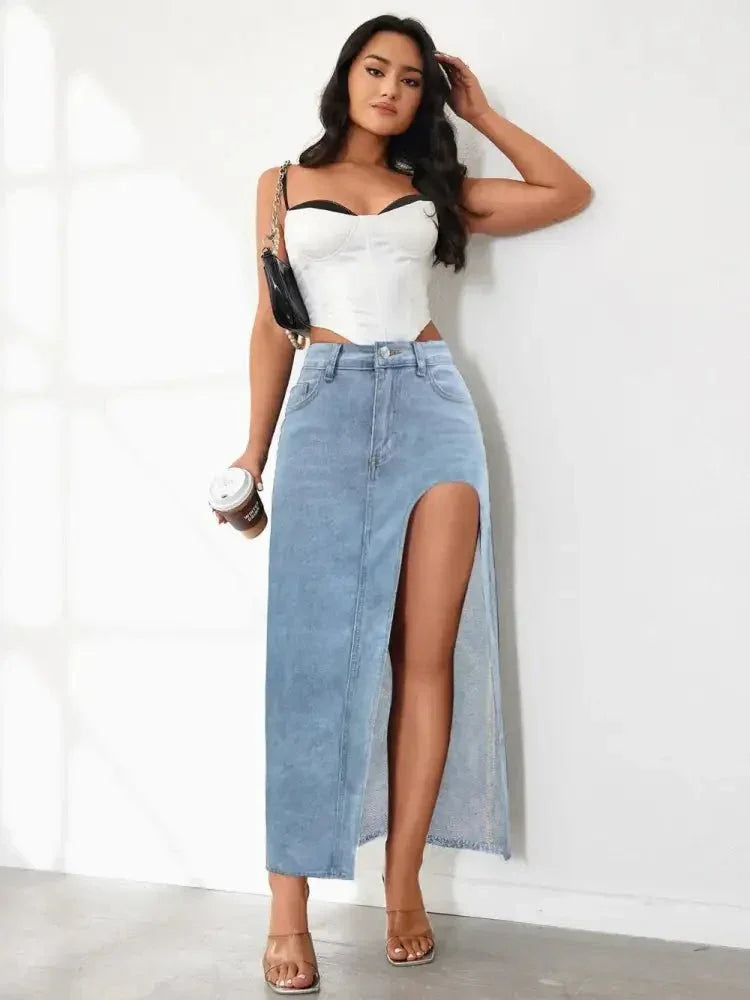 High Rise Slit Denim Skirt - Update AvenueDenim Dresses & SkirtsTrendsi10010035138618910010035138618963b2777b - 3f9c - 4912 - ad08 - debc27e62b6e - MaxLight Blue