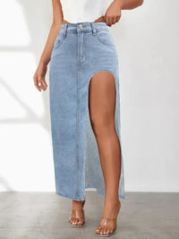 High Rise Slit Denim Skirt - Update AvenueDenim Dresses & SkirtsTrendsi10010035138618910010035138618915bff644 - 9c83 - 4cb5 - a791 - f5cc33775df8 - MaxLight Blue